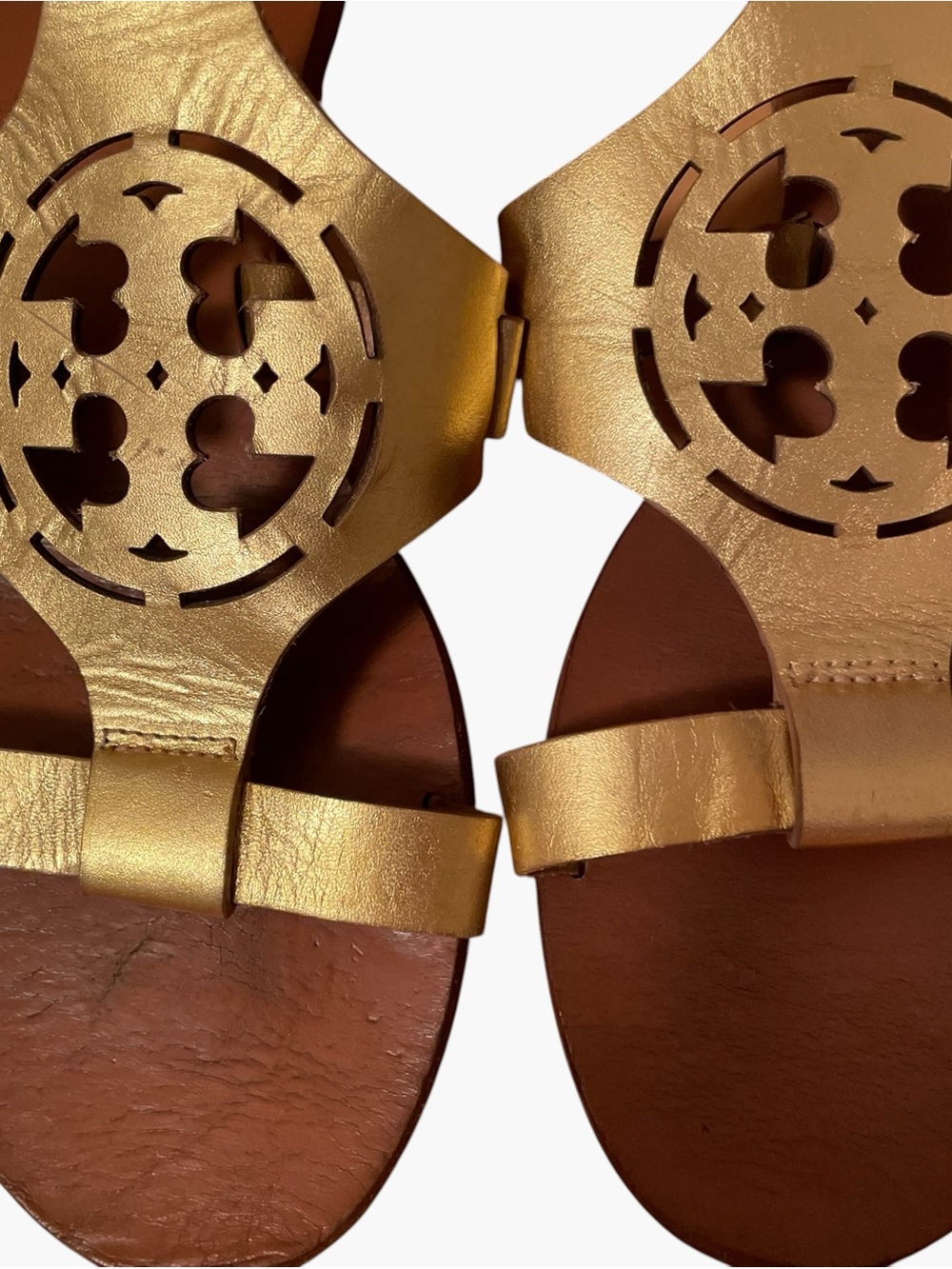 Tory Burch Gold Leather Upper Sandals size 9m - Picture 5 of 12